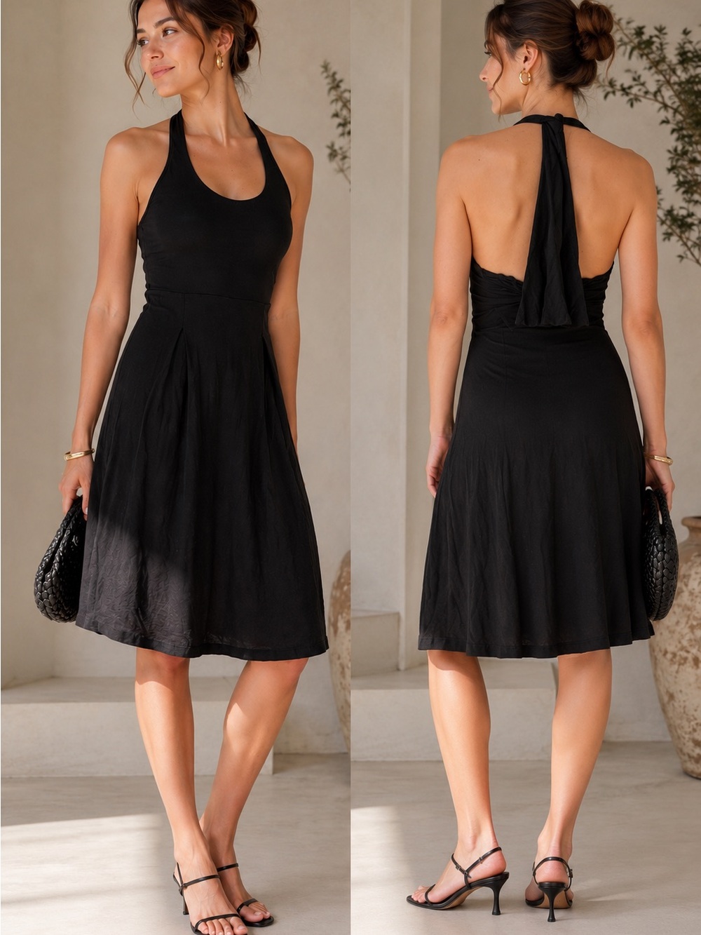 NWT Club Monaco Black Backless Halter Dress